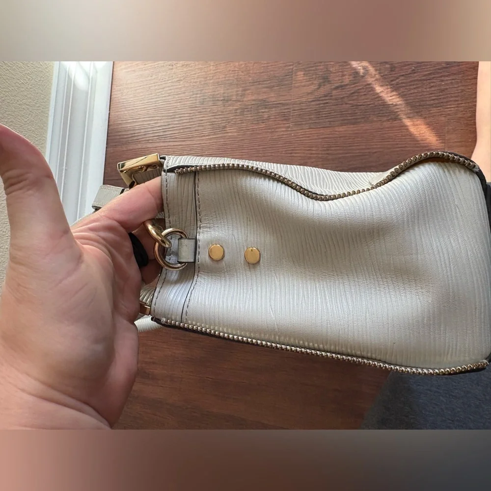 Rebecca Minkoff Gray Leather Satchel Shoulder Bag Crossbody Gold Hardware